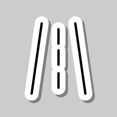 Road simple icon vector. Flat design. Sticker with shadow on gray background.ai