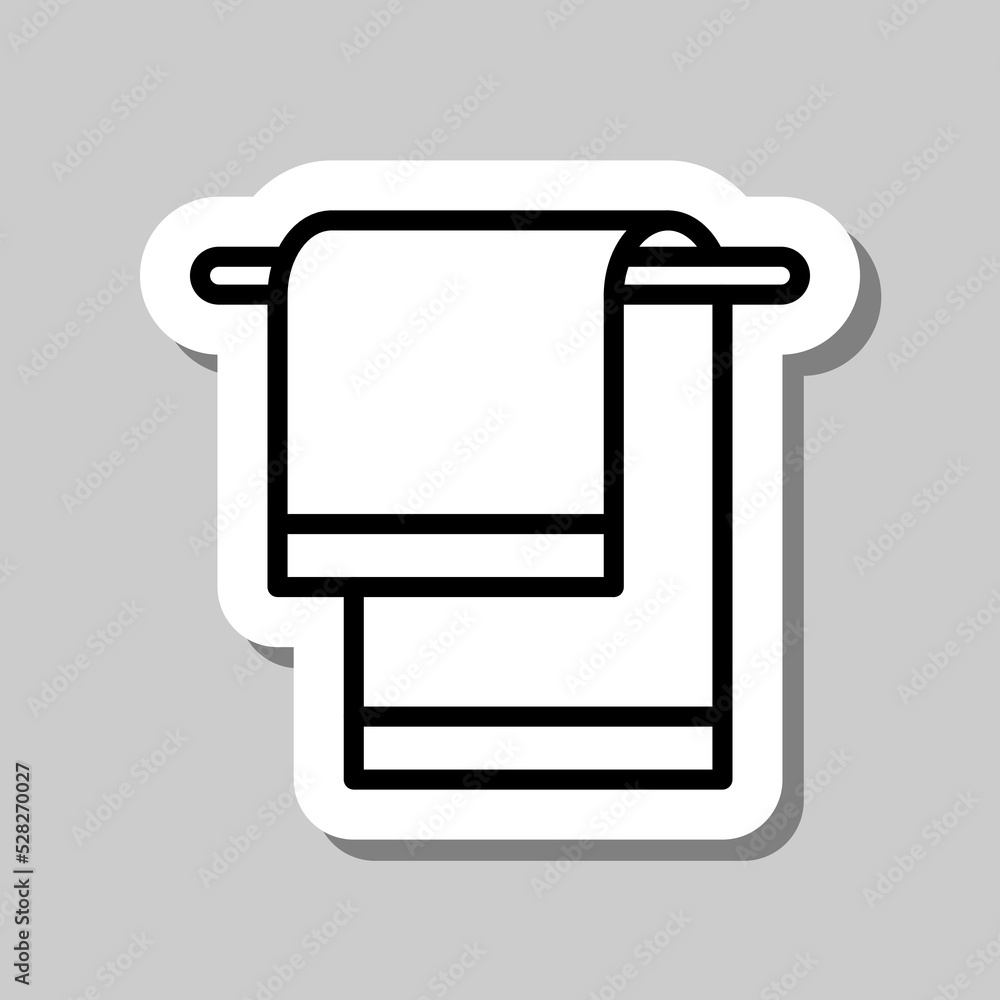 Poster towel simple icon vector. flat design. sticker with shadow on gray background