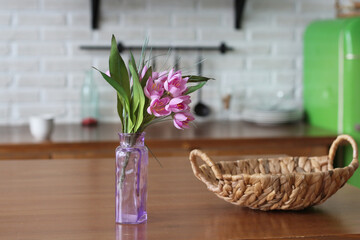 flowers in a vase on the table
