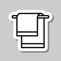 Towel simple icon vector. Flat design. Sticker with shadow on gray background