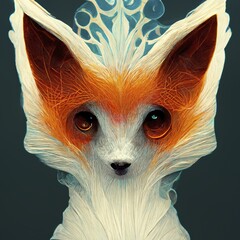 A mystical fox portait in a spiritual pose