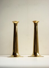 Brass candle holders in mid century design. Design by Torben Orskov Denmark.