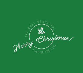 Merry Christmas Minimalistic Poster Card Mistletoe