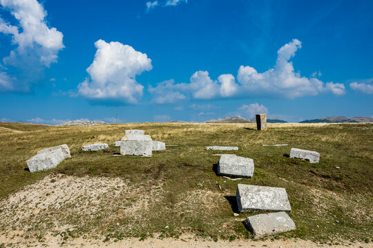 Medieval tombstones in Morine, near Pluzine in Bosnia and Herzegovina