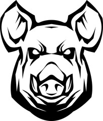 Pig head mascot. Angry swine logo. Hog vector illustration