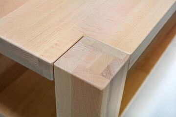 Wooden table surface, natural wood furniture close view photo background