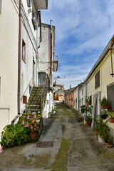 A narrow street in Calitri, a picturesque village in the province of Avellino in Campania, Italy.