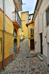 A narrow street in Calitri, a picturesque village in the province of Avellino in Campania, Italy.