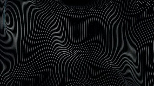 Black and white abstract wavy and curvy lines pattern seamless loop copy space background animation.
