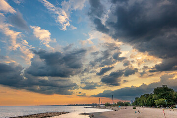 The Boardwalk on Balmy Beach in Toronto at daybreak.  Room for text