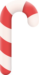 Christmas Candy Cane 3D Icon Graphic Illustration on Transparent Background