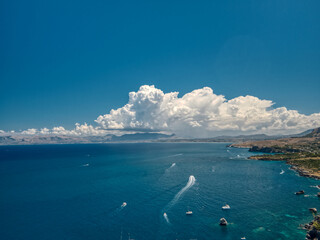 Aerial view of Sicily coastline summer vibes