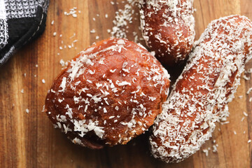 Koesister and coffee. Traditional South African snack usually eaten on a Sunday morning. 