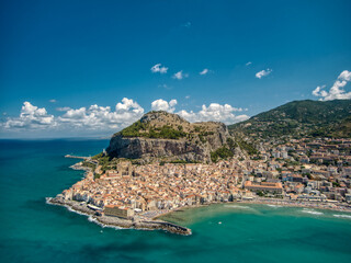 Aerial view of Sicily coastline summer vibes - obrazy, fototapety, plakaty