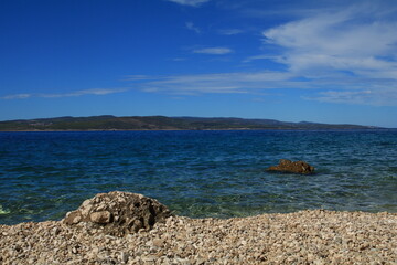Adriatic Sea in Croatia with azure color of water