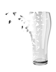 Broken glass isolated on white background. 3D Illustration.