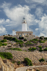 Fototapeta na wymiar Lighthouse of Cap de Formentor in the northeast of the balearic island of Majorca (Mallorca).