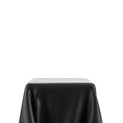 Empty spotlight pedestal covered with black cloth isolated