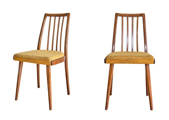 Mid century vintage dining chairs isolated