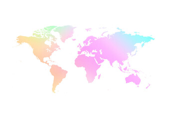 Pastel colored world map isolated