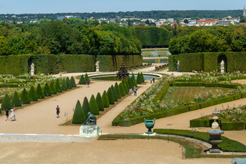The view on the Versailles gardens from a palace window