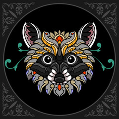 Raccoon zentangle arts isolated on black background