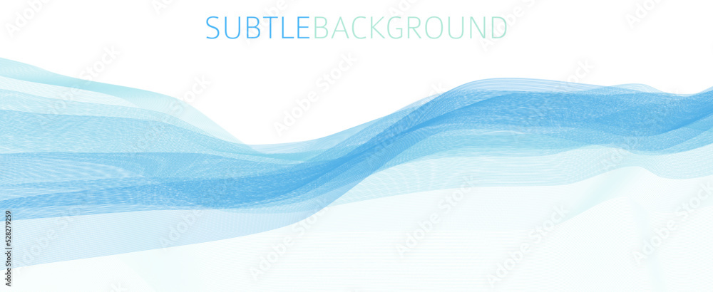 Poster Subtle background with thin undulate blue lines. Vector graphics