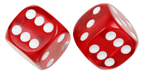 two red transparent dice