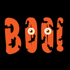 Boo. Vector Halloween banner background with eyes. Happy Halloween poster, card design concept.