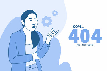 Illustrations Woman depression with internet connections for Oops 404 error design concept landing page