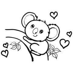 Koala Coloring Page For Kids, Cute Koala Character Vector illustration Ai File And Image