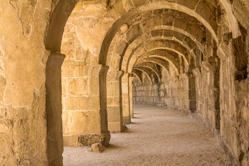 Fototapeta na wymiar Roman amphitheater of Aspendos, Belkiz - Antalya, Turkey.