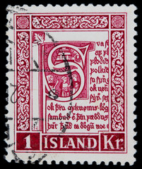 stamp briefmarke vintag retro alt old used gebraucht cancel gestempelt papier paper iceland island...