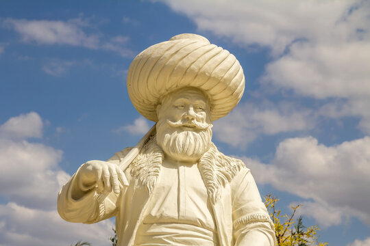 Ankara Turkey July 2022, statue of  national hero Hodja Nasreddin