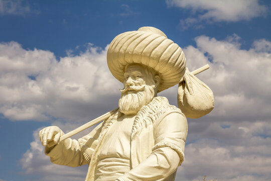 Ankara Turkey July 2022, statue of  national hero Hodja Nasreddin