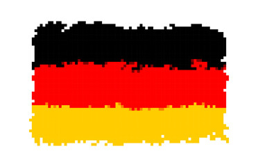 Vector flag of Germany in pixel art style. Pixel Germanian flag.