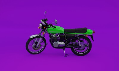 3d illustration, motorcycle, mauve background, 3d rendering.