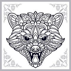 Raccoon zentangle arts isolated on white background