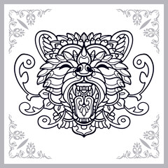 Raccoon zentangle arts isolated on white background