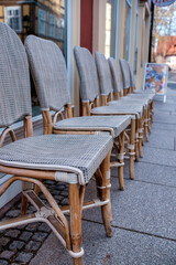 Wicker furniture in the summer café outside