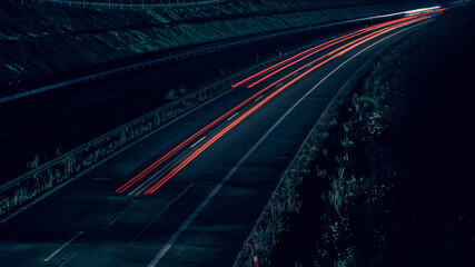 lights of cars with night. long exposure