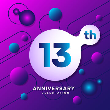13th Anniversary logo with colorful abstract background, template design for invitation card and poster your birthday celebration. Vector eps 10