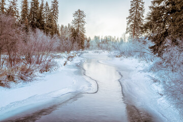 Whitefish River, Montana on a frigid winter morning