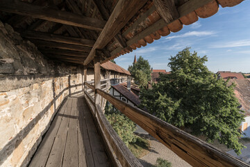 Fototapeta na wymiar City wall of the medieval city of Rothenburg uppon Tauber.