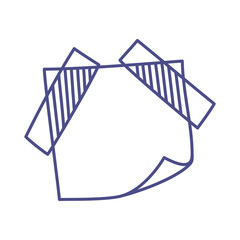 Sticker with two sticky strips and folded corner