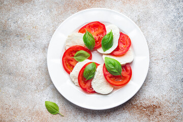 caprese salad mozzarella and basil tomato fresh meal food snack on the table copy space food background