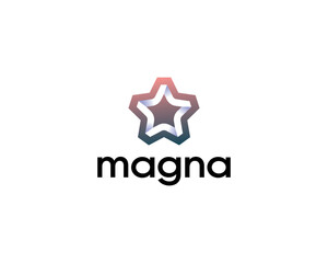 Obraz premium Abstract star logo concept. Universal gradient sign logotype on white background. Vector illustration