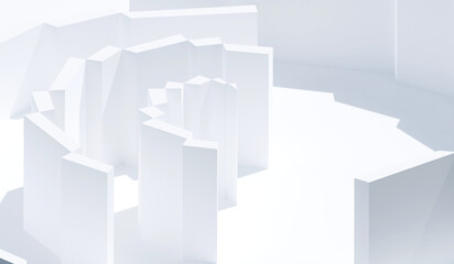 Fototapeta premium White Abstract geometric shapes background ideal for poster, cover, branding wallpaper, banner, website, presentation. Modern geometry in minimal concept. Classic and clean. 3d rendering.