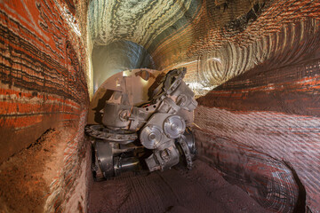 Special drilling equipment in potash ore mine.