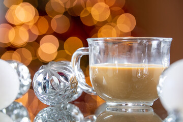 cup of coffee christmas ornament silver clear glass